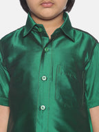 Sethukrishna Boys Green & White Shirt with Dhoti