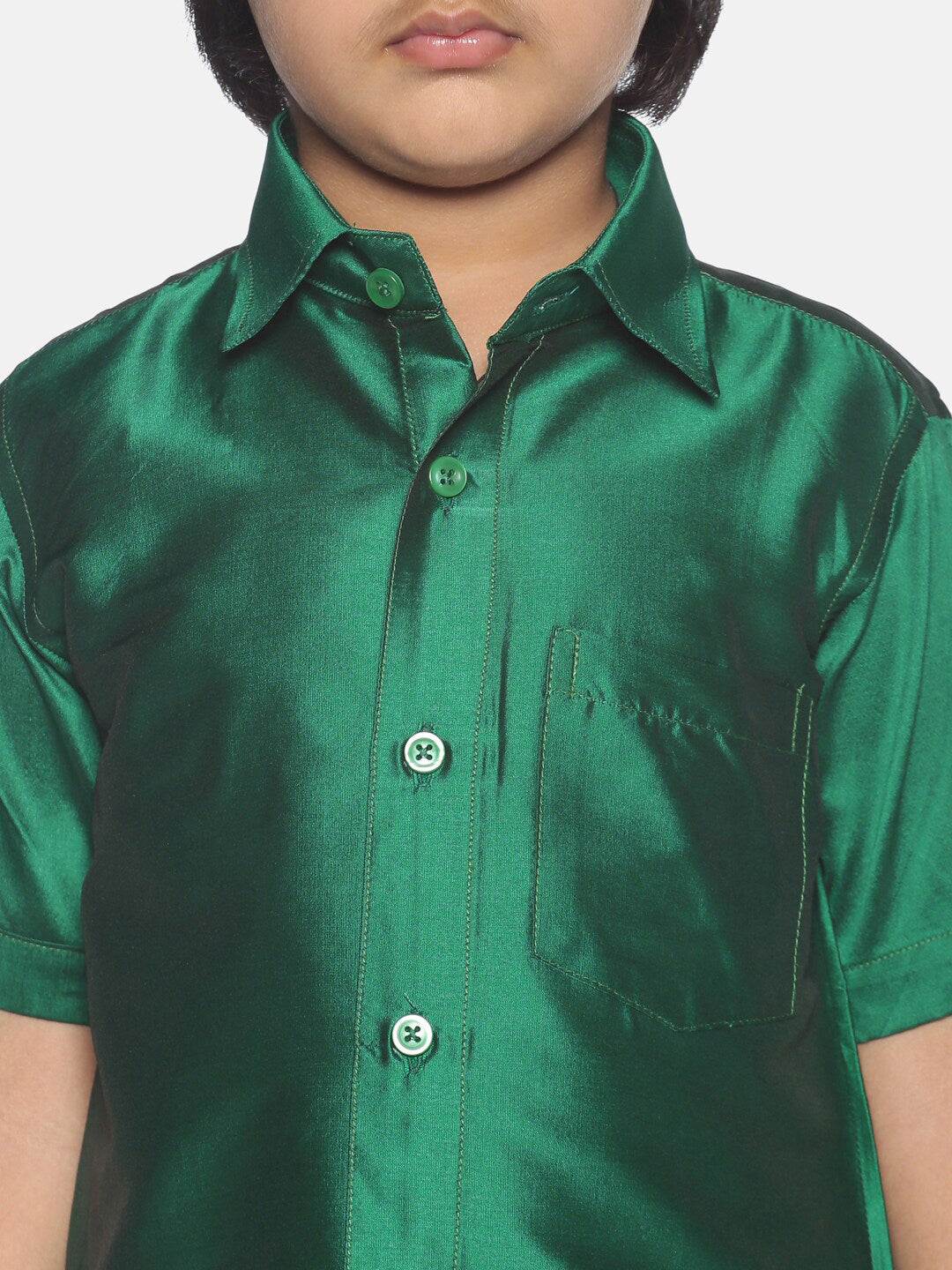 Sethukrishna Boys Green & White Shirt with Dhoti