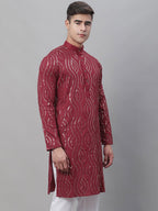 Sojanya Ethnic Motifs Embroidered Sequinned Pure Cotton Kurta