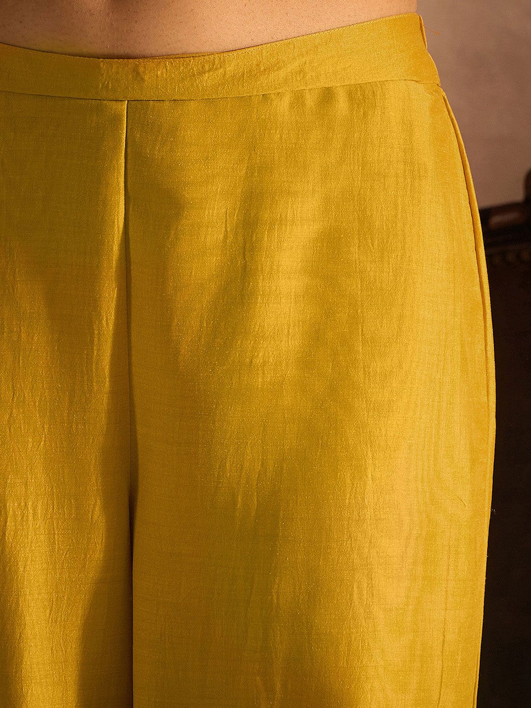 Indo Era Yellow Paisley Embroidered Regular Straight Kurta With Trousers & Dupatta - Distacart