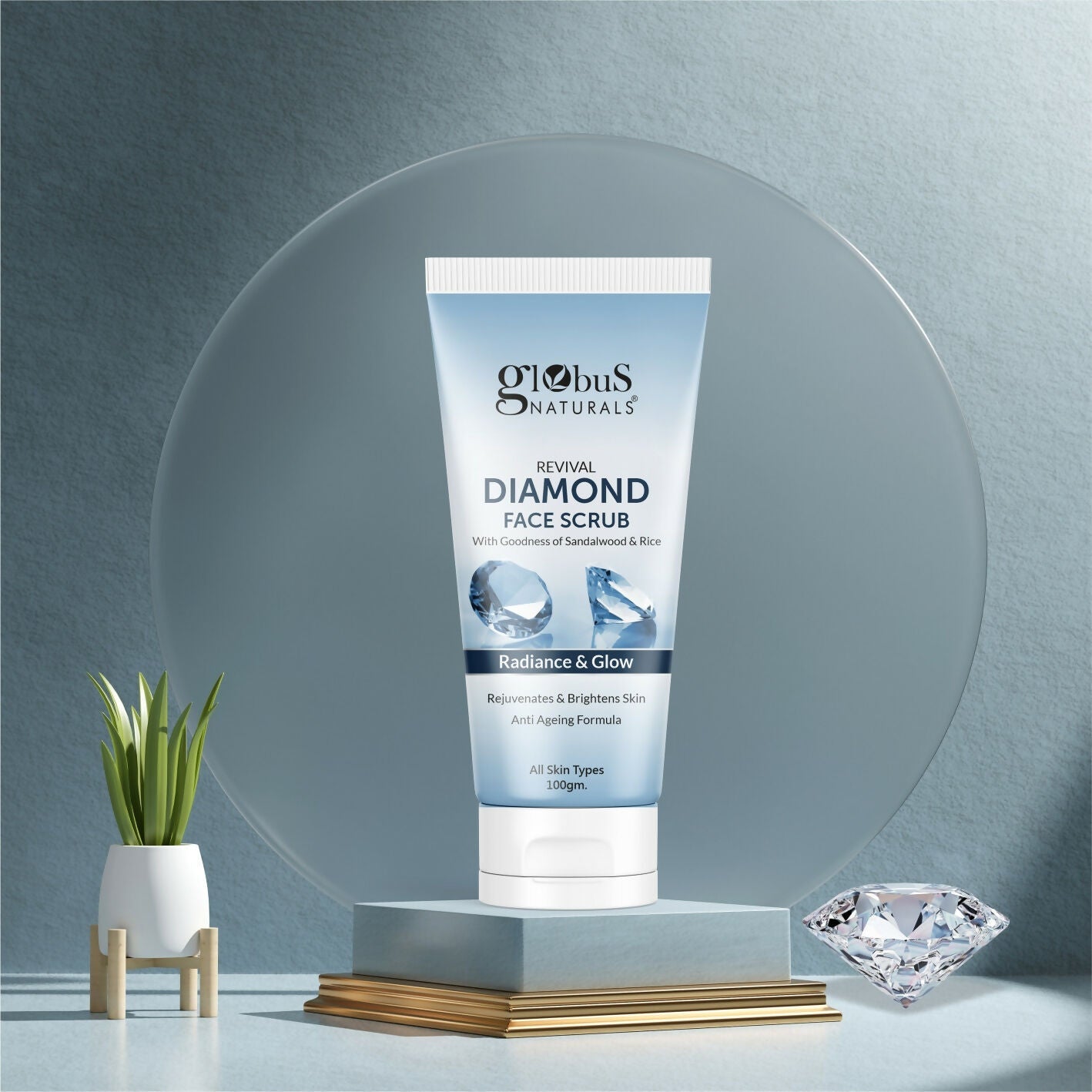 Globus Naturals Revival Diamond Face Scrub, Suitable For All Skin Types