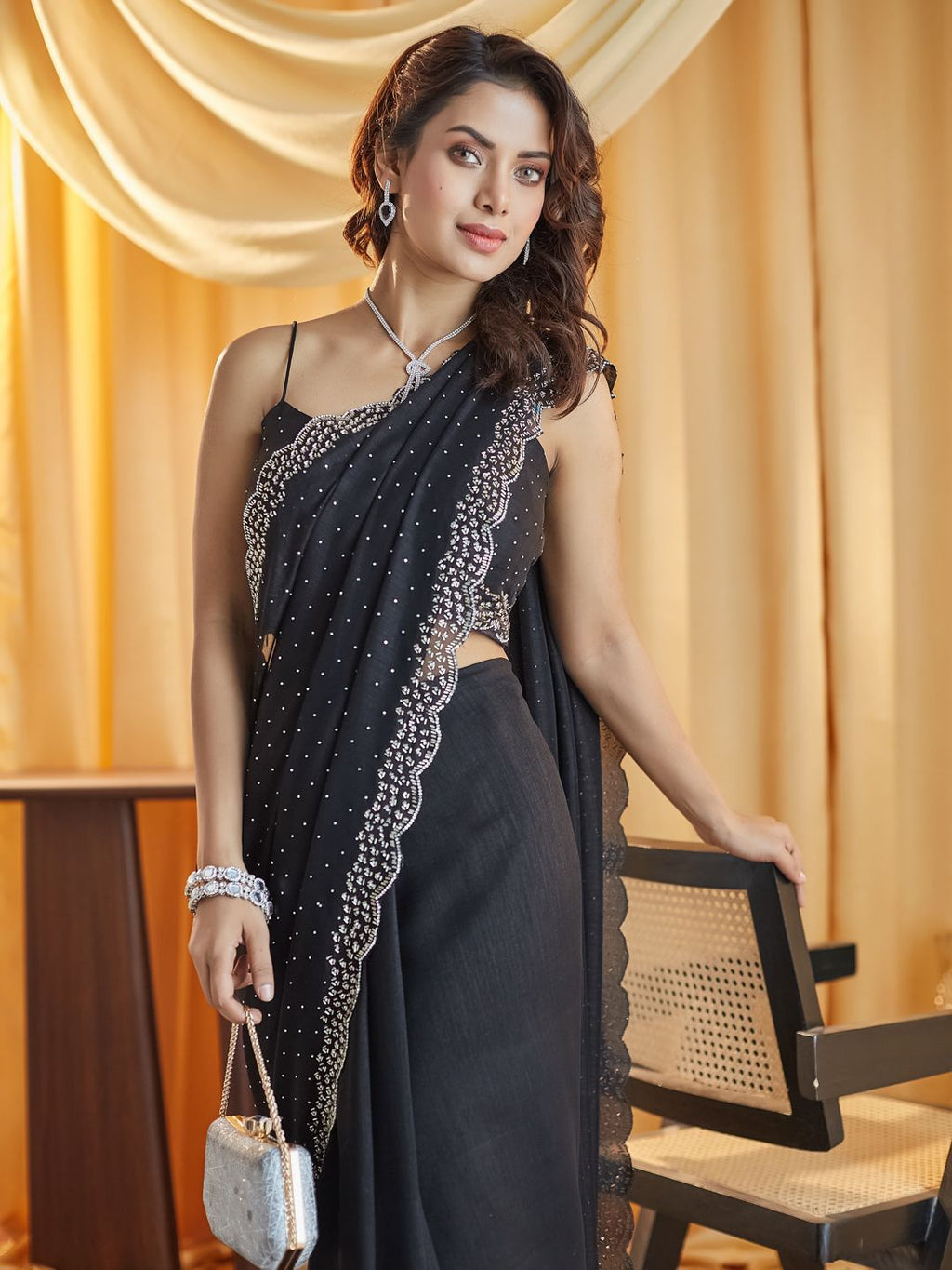 kasee Beads and Stones Silk Blend Saree - Distacart