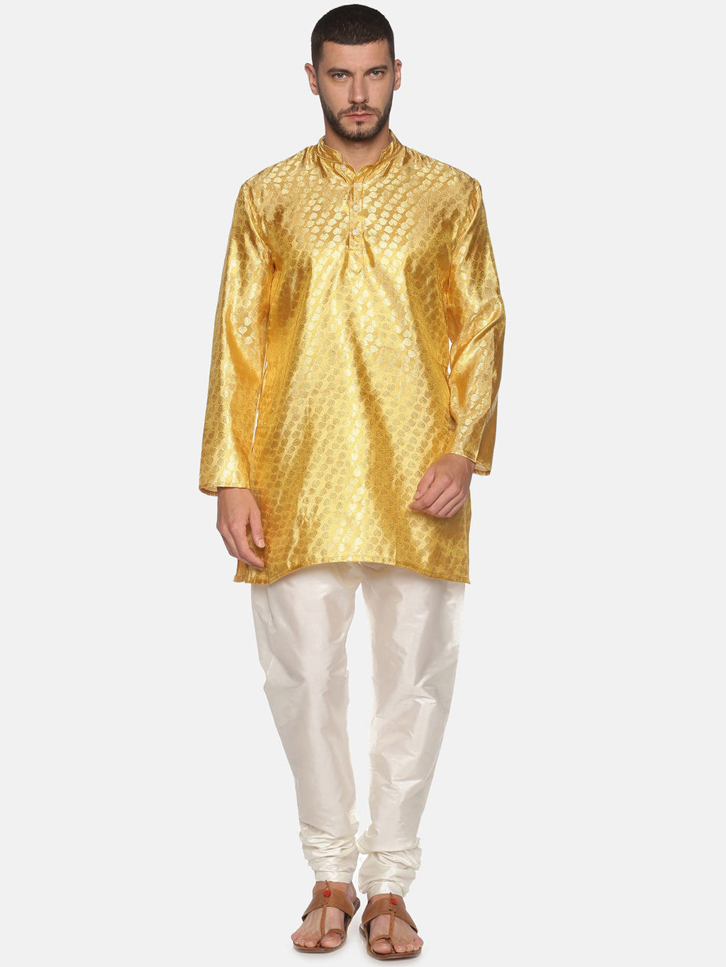 Sethukrishna Mens Gold-Toned Kurta with Pyjamas - Distacart