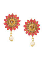 Cardinal Gold-Toned & Pink Onyx-Studded & Beaded Jewellery Set - Distacart