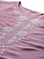 Indo Era Plus Size Floral Embroidered Thread Work Kurta With Trousers & Dupatta - Distacart