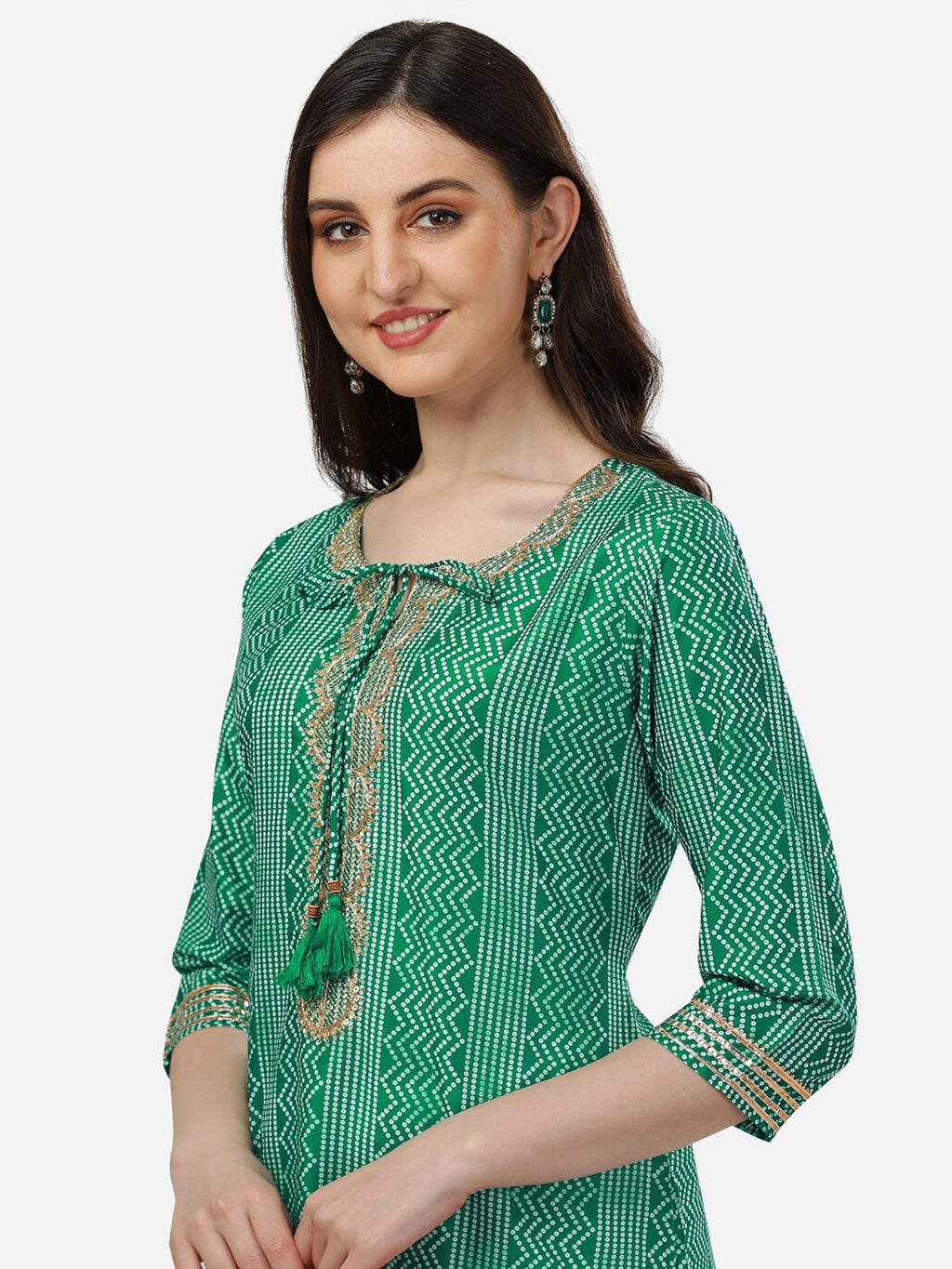 HERE&NOW Bandhani Printed Gotta Patti Kurta