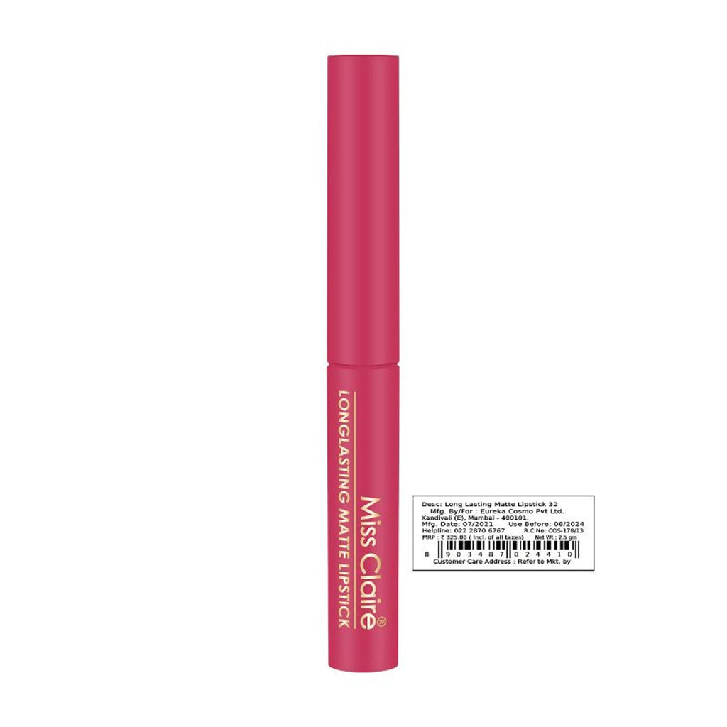 Miss Claire Long Lasting Matte Lipstick - 32 Ultra Pink - Distacart