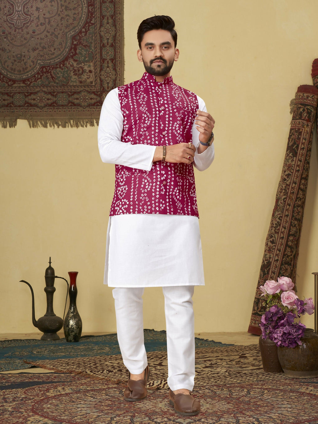 Anaita Rani Pink Printed Soft Cotton Straight Kurti Kurta