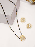 Gold Plated Black Kundan Beaded Mangalsutra With Studs - Ruby Raang - Distacart