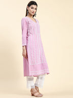 HOUSE OF KARI Cotton Floral Embroidered Chikankari Kurta