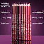 Hilary Rhoda Lip Definer Matte Lip Liner - Set Of 10 - Distacart