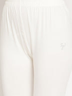 TAG 7 Women Off White Solid Comfort Fit Ankle Length Leggings