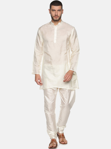 Sethukrishna Mens Off-White Kurta with Pyjamas