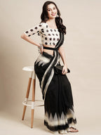 Saree Mall Black & White Pure Cotton Saree - Distacart