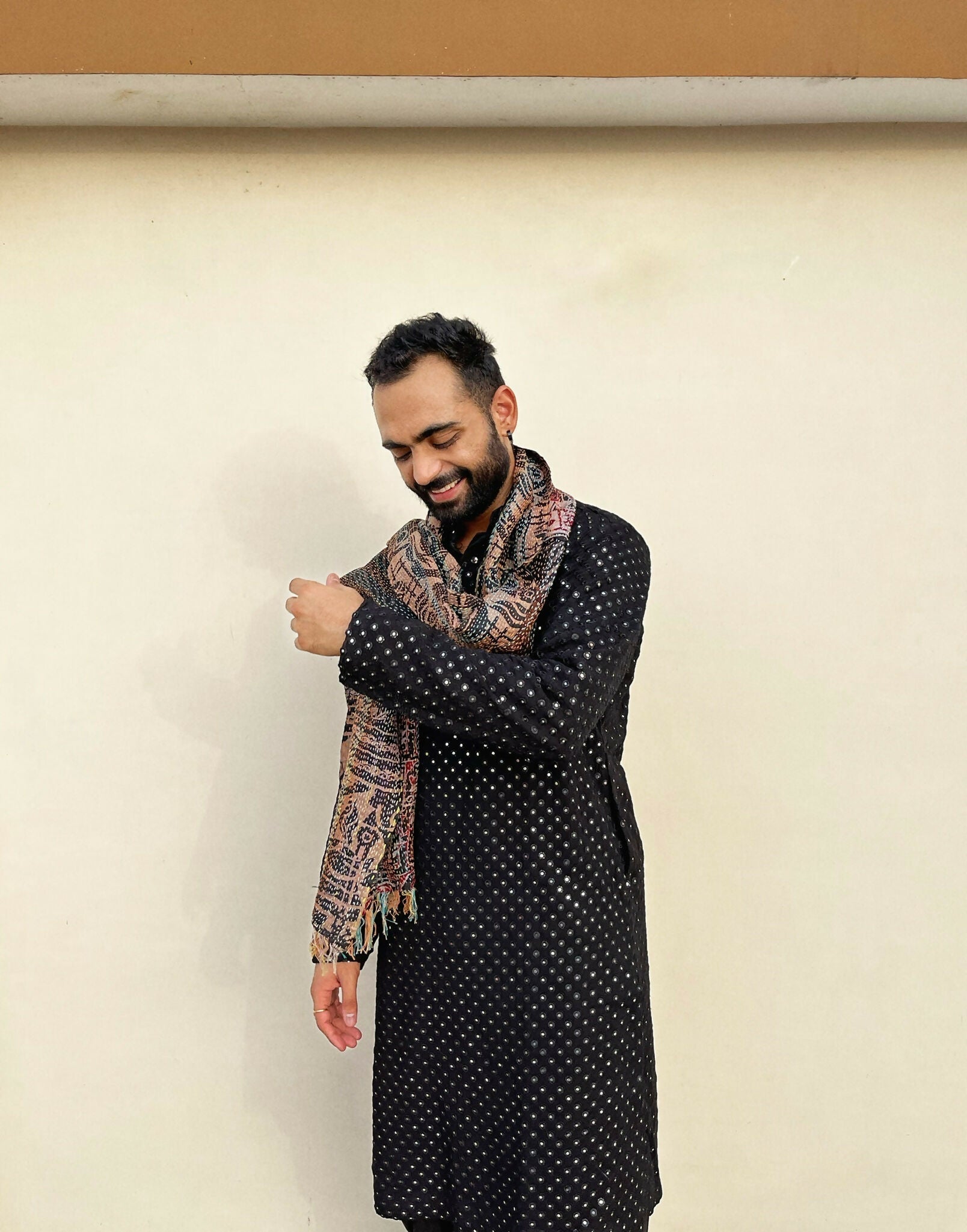 Black Mirror Work Kurta by Hilo Design