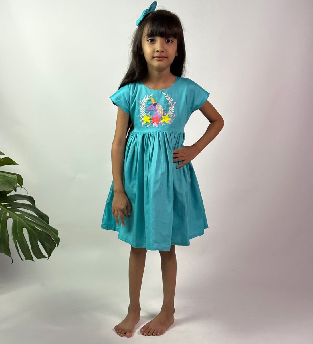 ArthLife Blue Unicorn Party Wear Dress