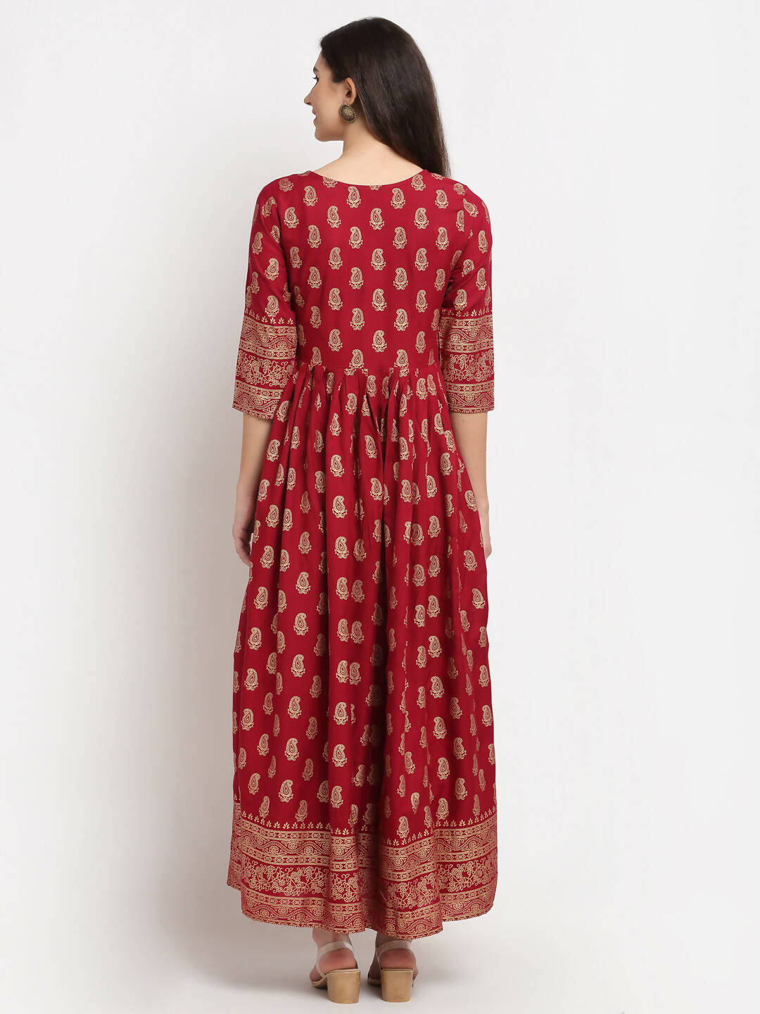 Rudra Bazaar Gold Printed A-Line Kurti - Distacart