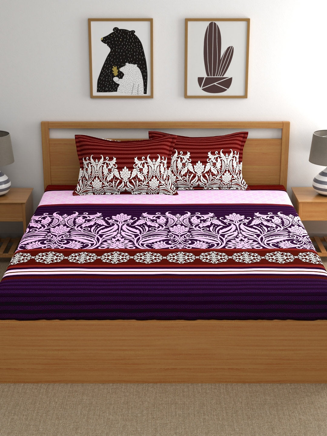 My Room Adults Ethnic Motifs 140 TC Bedsheet with Pillow Covers