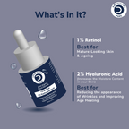 Dermistry 1% Retinol Hyaluronic Anti Aging Night Moisturizer Face Serum For Ageing Lines & Wrinkles