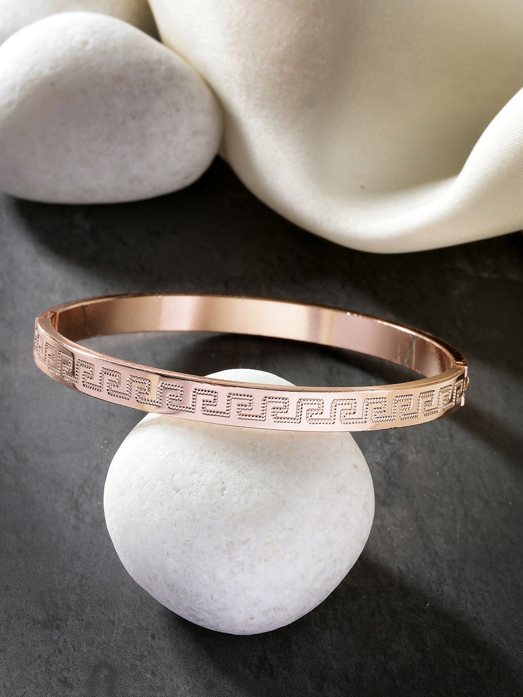 NVR Men's Rose Gold Stainless Steel Kada Bracelet - Distacart