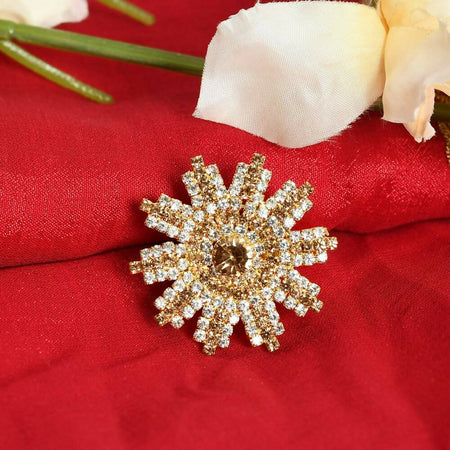 Mominos Fashion Joharkamal Gold-Polished AD Studded Adjustable Finger Ring