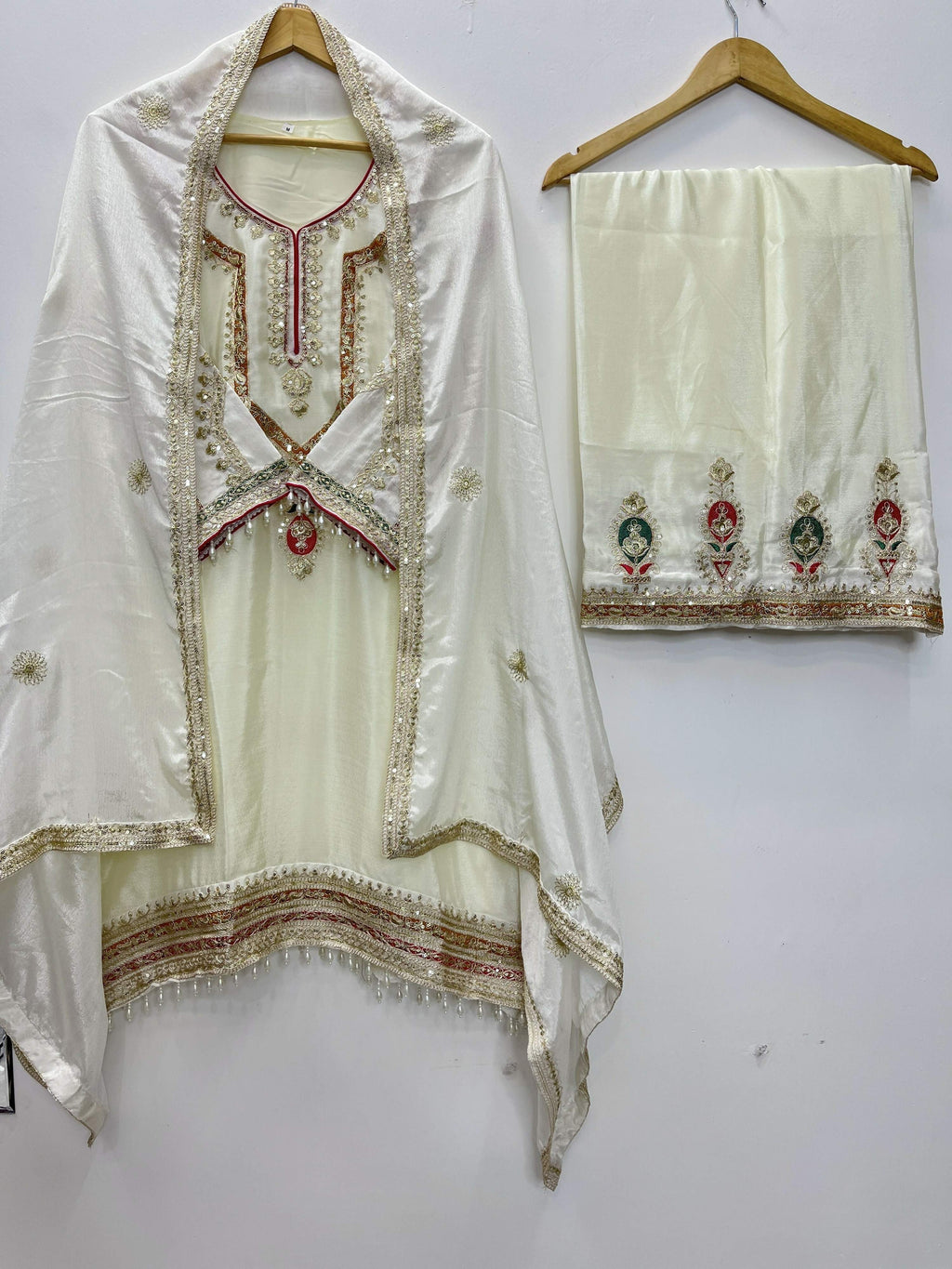 Teeya Creation Cream Color Chinon Silk Party Wear Trending Palazzo Set - Distacart