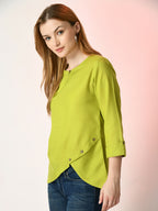 Myshka Women's Green Solid Top