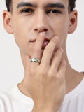 NVR Men's Rhodium-Plated Silver-Toned Stainless Steel Finger Ring - Distacart