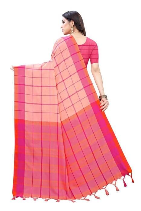Vamika Peach Cotton Silk Weaving Saree (Goggle Peach) - Distacart