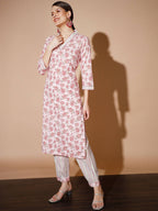 Myshka Women Pink Floral Kurta & Trousers - Distacart