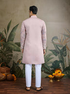 Vastranavya Peach Exclusive Festival Wear Viscose Silk Thread & Sequence Embroidered Work Kurta