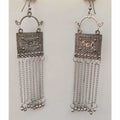 Fancy Party Wear Silver Oxidized Long Tassel Chain Earrings