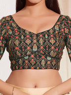 Joban Fashion Black Viscose Rayon Padded Blouse With Sweetheart Neck Elbow Sleeves - Distacart