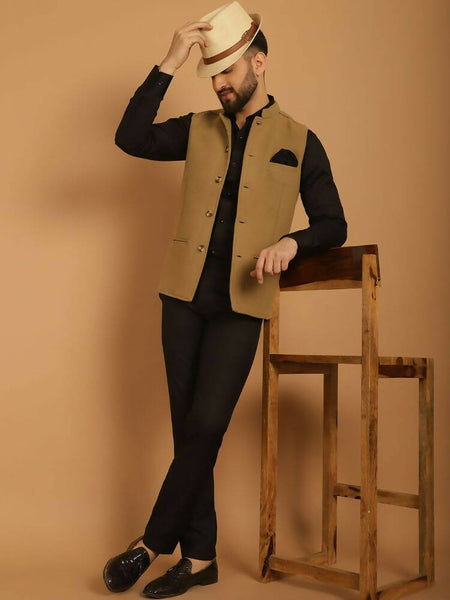 Even Apparels Pure Wool Nehru Jacket - Beige