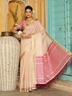 Shree Shyam Fashion Pink Linen Saree - Distacart
