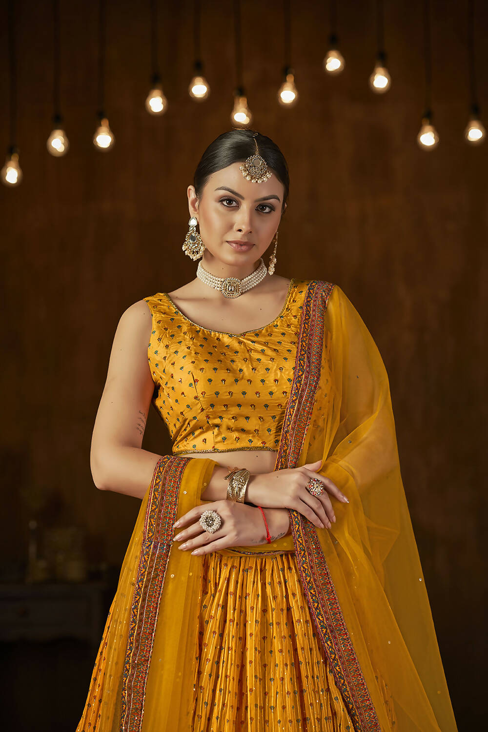 Wedding Designer Yellow Georgette Lahenga Choli - Anbazaar - Distacart