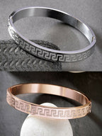NVR Men's Set of 2 Rhodium-Plated Stainless Steel Kada Bracelet - Distacart