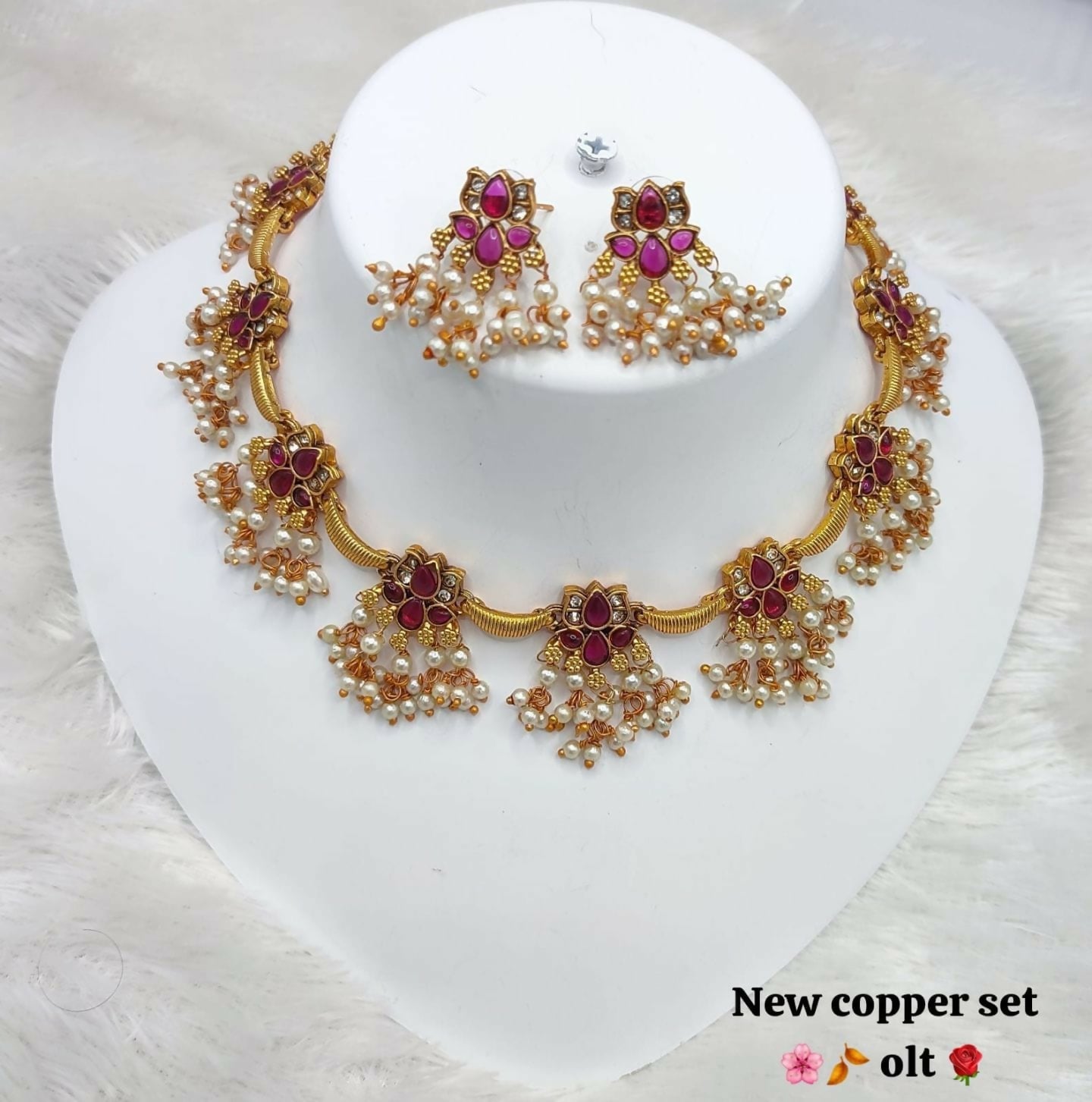 Joban Fashion Women Ruby Copper Necklace Set - Distacart