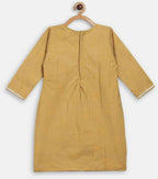 Ahalyaa Mustard Crepe Straight Kids Kurta Palazzo Set For Girls