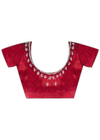 Maroon Burburry silk Swarovski Designer Work Saree - Shezlin