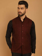 Even Apparels Pure Wool Nehru Jacket - Maroon