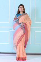 Very Much Indian Traditional Patteda Anchu Ilkal Handloom Saree - Peach Tone - Distacart