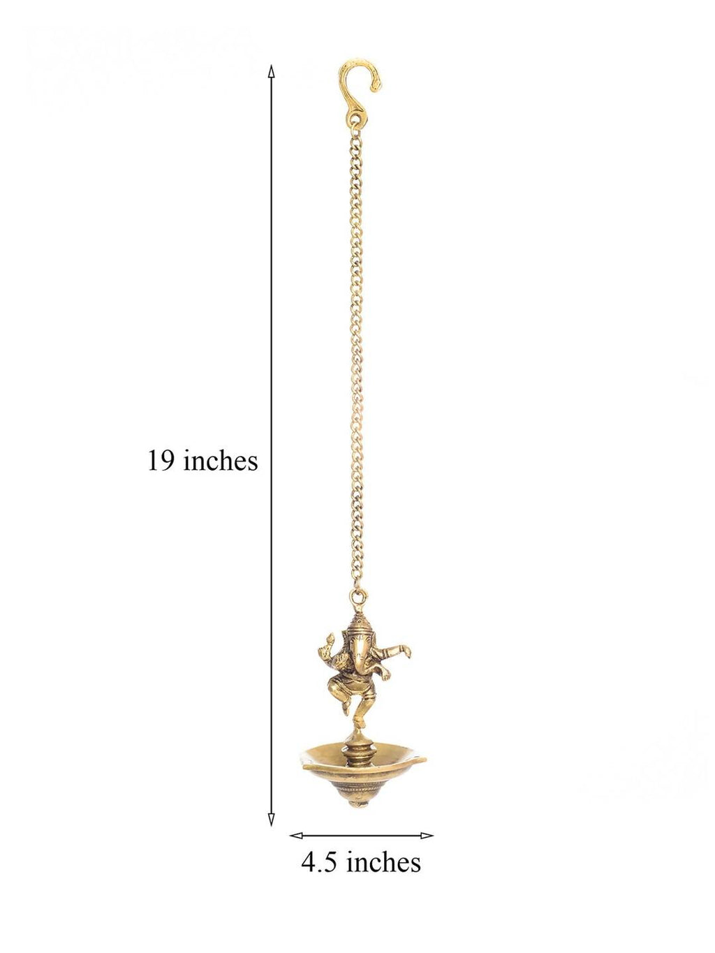 eCraftIndia Brown Dancing Ganesha Brass Hanging Diya