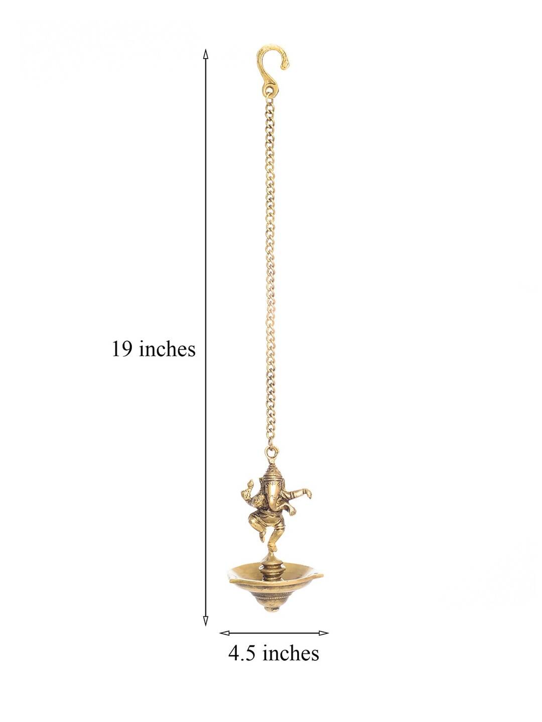 eCraftIndia Brown Dancing Ganesha Brass Hanging Diya