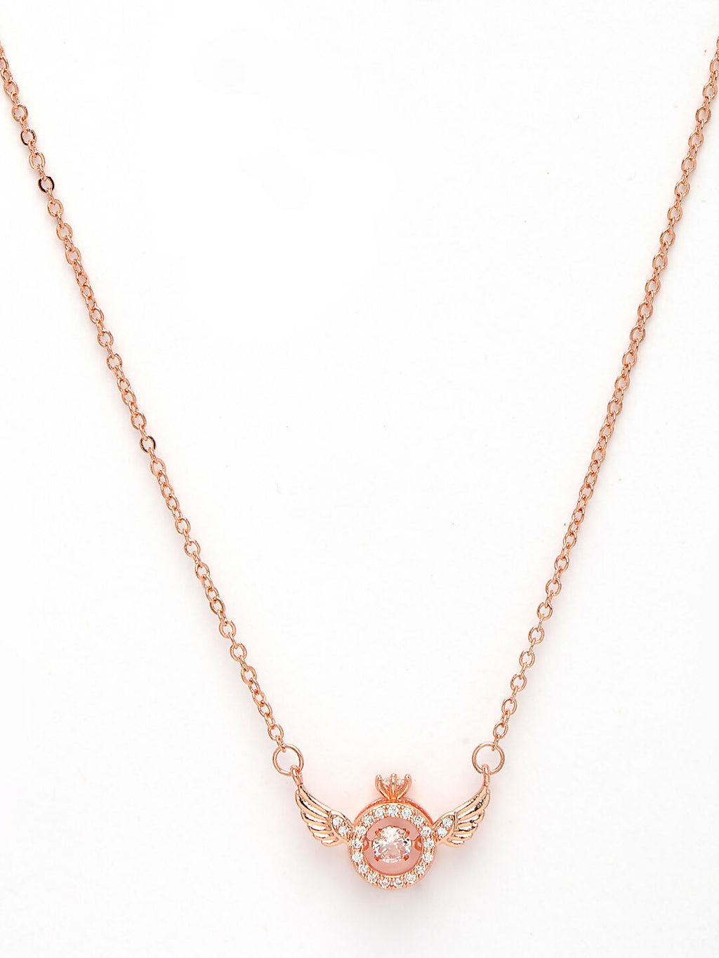 NVR Women's Rose Gold American Diamond Metal Chain