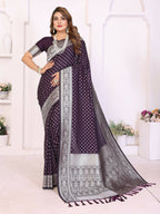 Aastha Fashion Purple Georgette Silk Zari Weaving Saree - Distacart