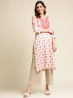 Red Poly Rayon Aztec Printed Straight Fit Kurta - Prasuti