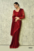 Maroon Silk Stripe Saree With Blouse Piece - Purvi