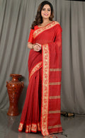 Exclusive Collection Beautiful Khadi Cotton Red Handloom Saree