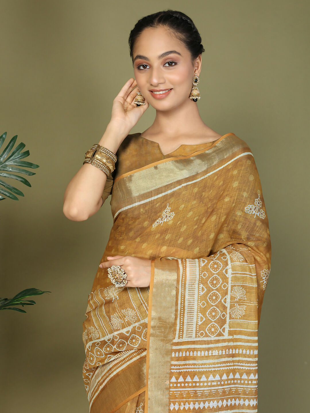 Shree Shyam Fashion Cotton Golden Saree - Distacart
